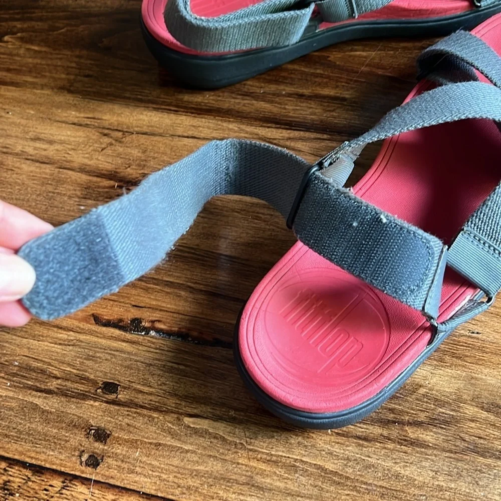 Fitflop Men’s 11 Sling Sandal Red Gray Comfort Shoe